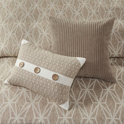 Ivory Queen Cotton Jacquard Comforter Set with Button Accents