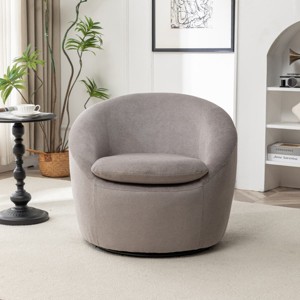 Modern Teddy Barrel Chair with Curved Back and Padded Seat, 360 Degree Rotation, Cozy Accent Armchair for Living Room or Bedroom-Tanpinhause - 1 of 4