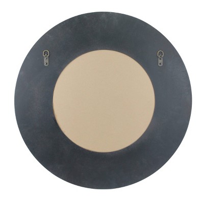 27.5" Round White Wash Wooden Wall Mirror