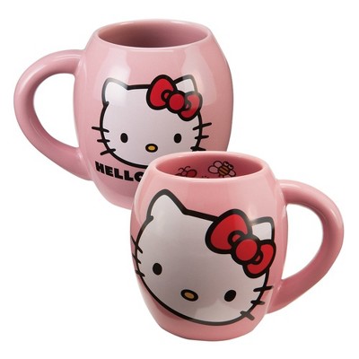 Sanrio Hello Kitty 18 Ounce Oval Pink Ceramic Mug