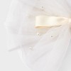Satin Pearl Tulle Tail Bow Hair Barrette - A New Day™ Ivory - 2 of 2