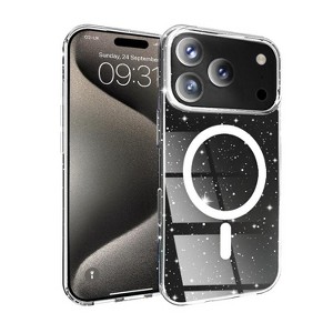 Entronix [Magnetic] Case Compatible with iPhone 17 Pro - [Hard Back] Glitter Clear - 1 of 4