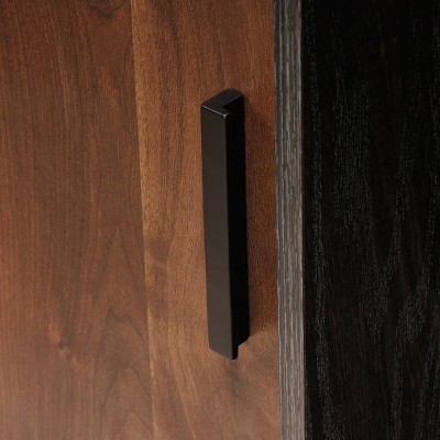 60'' Adjustable Black & Brew Oak Industrial Bookcase with Doors
