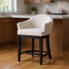 HomeRoots 36" White and Black Fabric and Solid Wood Counter Height Swivel Bar Chair - 2 of 4