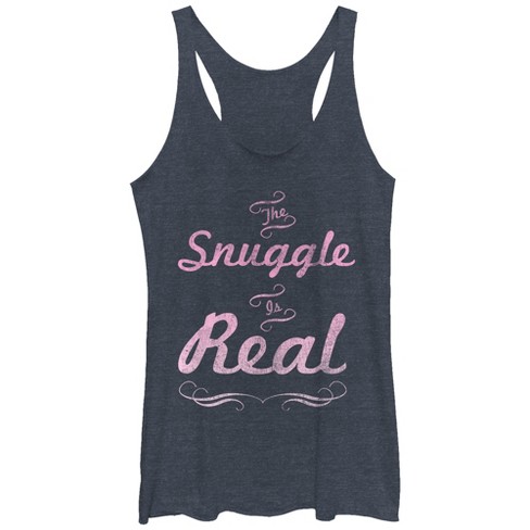 Women's Chin Up Snuggle Is Real Cursive Racerback Tank Top - Navy Blue ...