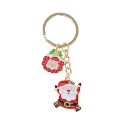 Unique Bargains Christmas Keychain Double Ring Zinc Alloy Colorful 3.15" 1 Pc