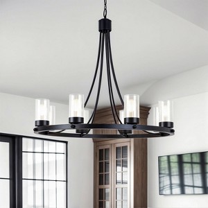 Maxax 32.8" 8-Light Black/Gold Iron Chandelier, - 1 of 4