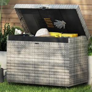 KTMBDW 230 Gallon Wicker Deck Box with Wheels, All-Weather Outdoor Storage Box for Patio, Garden - 1 of 4
