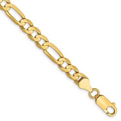 Black Bow Jewelry Men's 6mm, 14k Yellow Gold, Open Concave Figaro Chain Bracelet