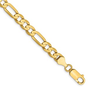 Black Bow Jewelry Men's 6mm, 14k Yellow Gold, Open Concave Figaro Chain Bracelet - 1 of 4