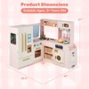 Costway Corner Play Kitchen with Lights & Sounds Wooden Toy Kitchen Set Storage for Ages 3+ Beige/Brown/Pink - 3 of 4