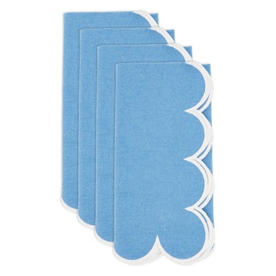 Periwinkle Blue Scalloped Hem Cotton Napkins, 20" Set of 4