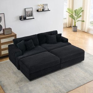 82'' Convertible Sectional Sofas with Double Footstools, Storage Function, and 4 Toss Pillows - 1 of 4