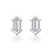 Guili Chic Sterling Silver 14k Gold Plated Mini Cubic Zirconia Baguette Geometric Stud Earrings for a Sleek and Elegant Look in White and Gold - 2 of 2