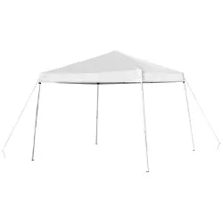 Flash Furniture 8'x8' White Outdoor Pop Up Event Slanted Leg Canopy Tent with Carry Bag