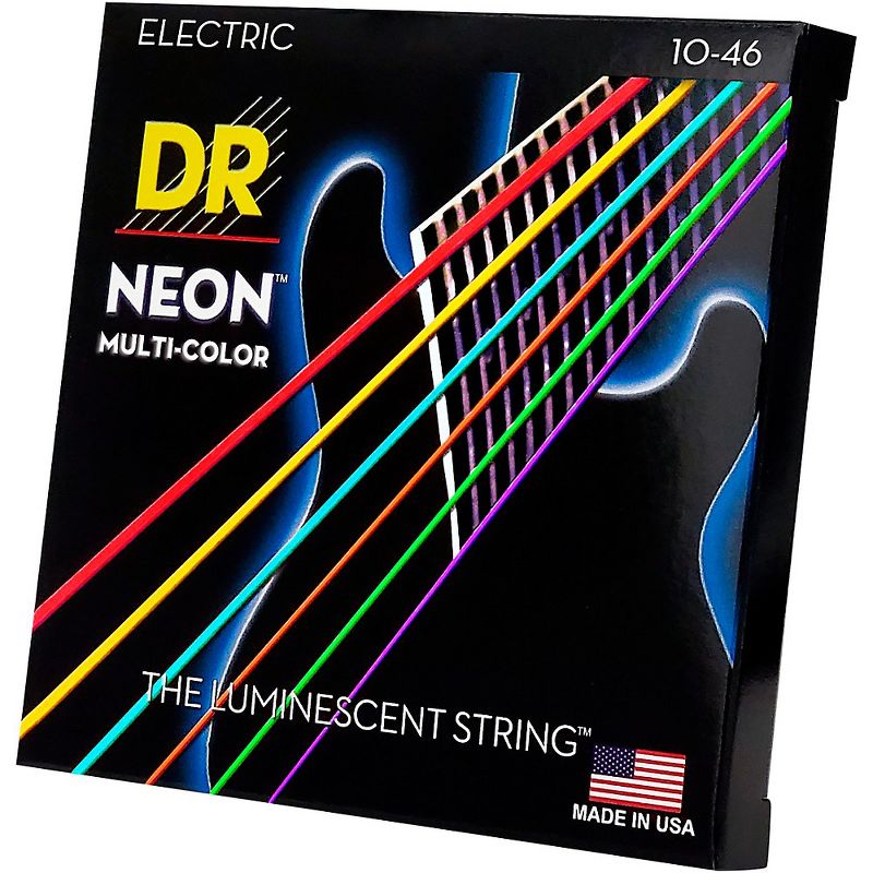 DR Strings Hi-Def NEON Multi-Color Coated Medium Electric Guitar Strings, 3 of 4