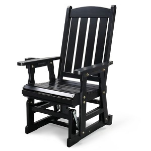 VINGLI Outdoor Glider Chair Wood Patio Glider with Cup Holder, Porch Glider with Smooth Rocking Mechanism - 1 of 4