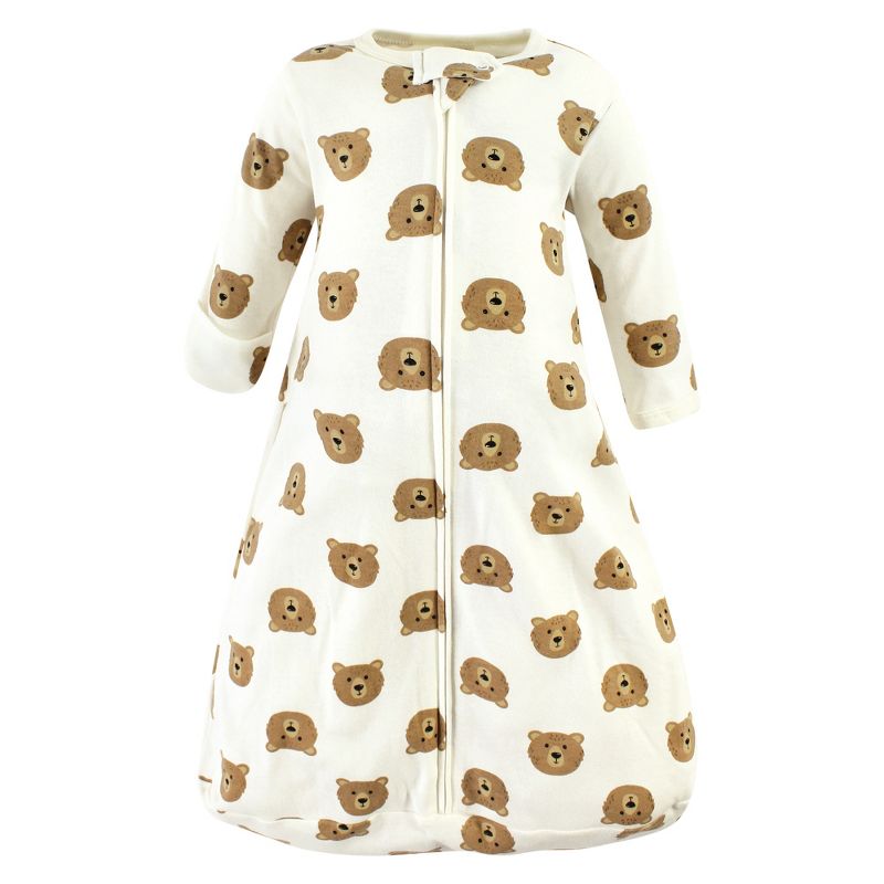 Hudson Baby Cotton Long-Sleeve Wearable Sleeping Bag, Sack, Blanket, Brown Bear Long Sleeve, 3 of 5
