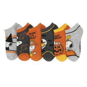 Peanuts Halloween Kids' 6-Pair Ankle Socks - 1 of 4