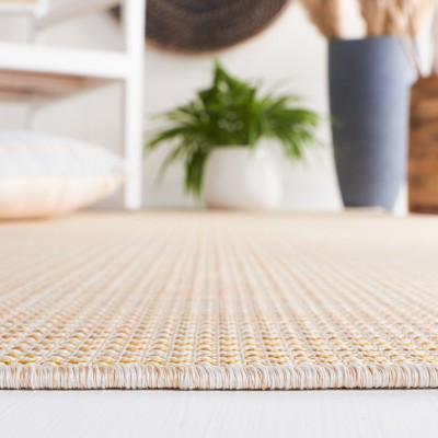 Yellow 4' x 6' Hand-knotted Synthetic Rectangular Rug