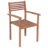 vidaXL 6X Stackable Teak Wood Patio Chairs with Green Cushions - Outdoor/Garden/Deck Seating - 4 of 4