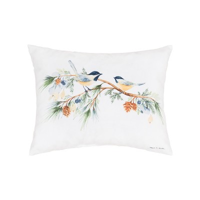 C&F Home 14" x 18" Chickadee Sprig Indoor/Outdoor Christmas Holiday Throw Pillow