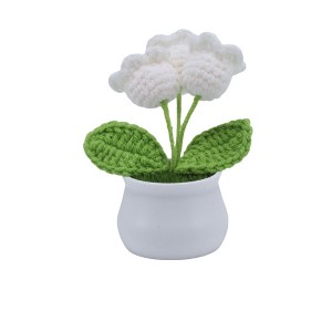 Unique Bargains Artificial Plants Hand-Knit Lily of the Valley DIY Pot Yarn 1.97"x1.97"x5.51" 1 Pcs - 1 of 4