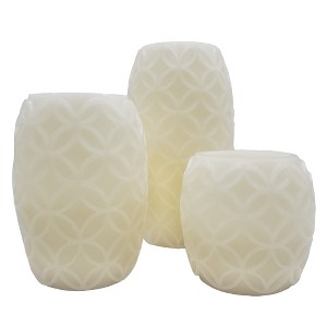 LumaBase Battery-Operated Textured Wax LED Candles - Set of 3 - 1 of 4