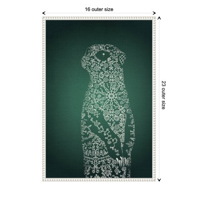 The Emerald Meerkat White Beaded Framed Canvas Art