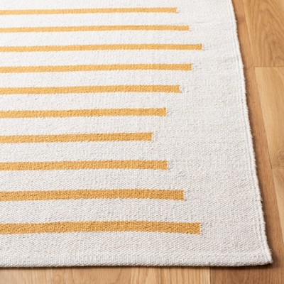 Ivory and Gold Handwoven Cotton Rectangular Area Rug