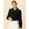 Allegra K Women's Sweet Ruffle Peter Pan Collar Long Sleeves Button Down Shirt - 3 of 4