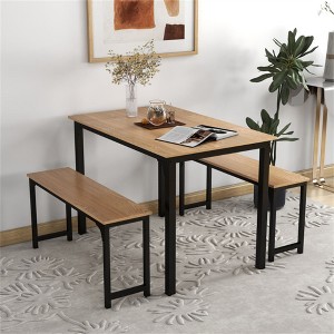 MOEPISY 3 Pieces Dining Table Set with 2 Benches - 1 of 4