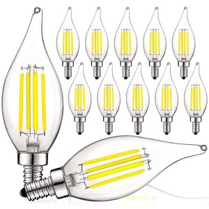 Luxrite Vintage Candelabra LED Bulb 5W=60W Equivalent, 550 Lumens, 5000K Bright White, LED Chandelier Light Bulbs Dimmable E12 Base 12 Pack - 1 of 4