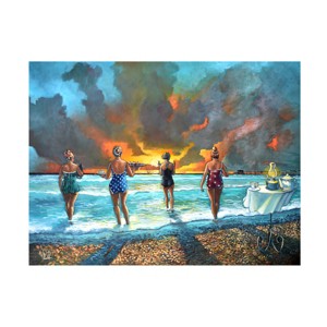 Trademark Fine Art - Ronald West Early Morning Swim With Cat Canvas Art - 1 of 4