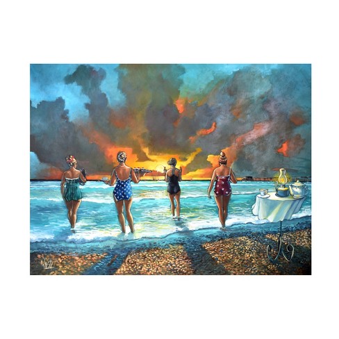 Trademark Fine Art - Ronald West Early Morning Swim With Cat Canvas Art ...