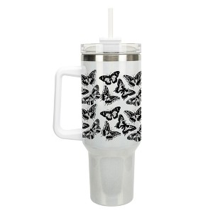 Elanze Designs Monarch Butterfly Spring Garden Wrap-Around 40 Oz. Stainless Steel Water Bottle Coffee Mug, Spill & Leak Resistant, Travel Tumbler with - 1 of 4