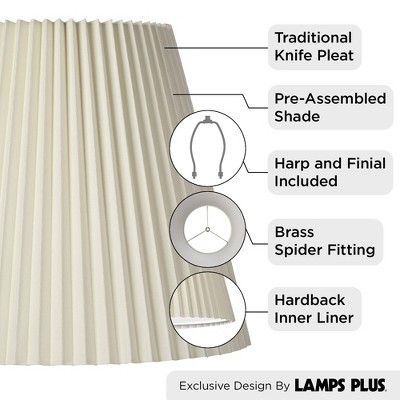 Large Ivory Pleated Bell Lamp Shade with Spider Harp Finial