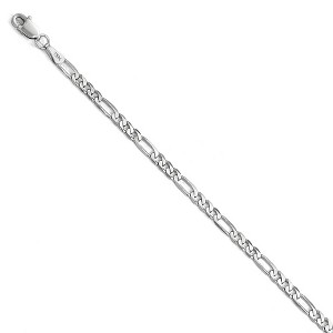 Black Bow Jewelry 3mm 14k White Gold Flat Figaro Chain Bracelet - 1 of 4