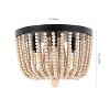 13" 3-Light Eivissa Coastal Farmhouse Iron/Wood Bead LED Flush Mount Oil Rubbed Bronze - JONATHAN Y: UL Listed, Mid-Century Bohemian Style - 3 of 4