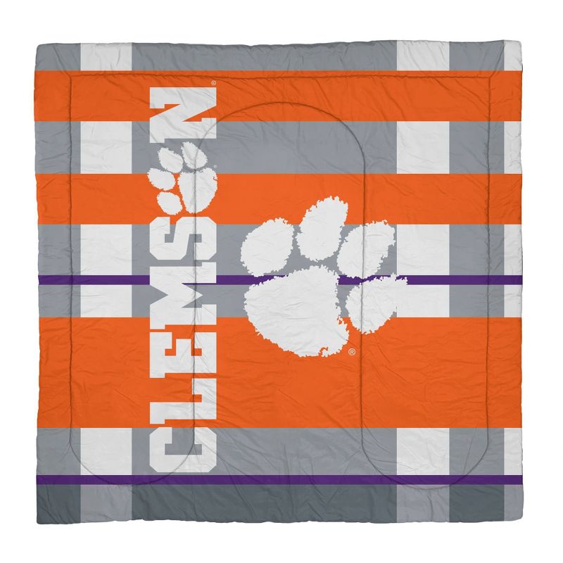 NCAA Clemson Tigers Heathered Stripe Queen Bedding Set in a Bag - 3pc, 2 of 4