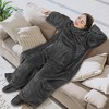 PAVILIA Wearable Blanket with Sleeves and Foot Pockets, Fleece Warm Snuggle Pocket Sleeved Throw for Women Men Adults - 3 of 4