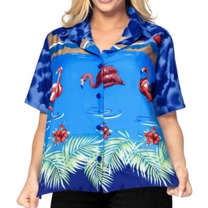 LA LEELA Hawaiian Shirts Womens Casual Summer Beach Party Blouse Shirt Collared Blouses Short Sleeve Vacation Dress Tee Shirts Tops - 1 of 4