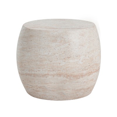 Christopher Knight Home Gilda Outdoor Oval Shape Travertine Lightweight Concrete Side Table