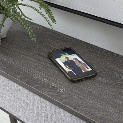 Gray and Black Rectangular Console Sofa Table with Storage