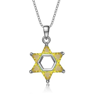 Guili Sterling Silver Star of David Necklace with CZ in Multicolor, Gold, or Yellow—A Sparkling, Symbolic Piece of Faith and a Perfect Gift. - 1 of 3