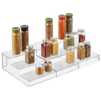mDesign Clarity Plastic Expandable Kitchen Food Storage Organizer Spice Rack - 12 x 16 x 4, 1 Pack