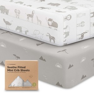 KeaBabies Mini Crib Sheets for Baby Girls, Boys, 2-Pack Soothe Pack and Play Sheets Fitted, Organic Pack N Play Mattress Sheet - 1 of 4