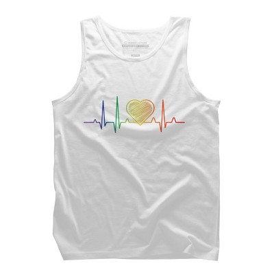 Adult Design By Humans Rainbow Pride Heartbeat Love For All By Avocato Tank Top
