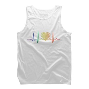 Adult Design By Humans Rainbow Pride Heartbeat Love For All By Avocato Tank Top - 1 of 2