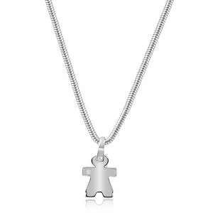 Pompeii3 Men's Steel Single Tone Woman 16.5mm Pendant Flexible Snake Chain 21" Necklace - 1 of 3